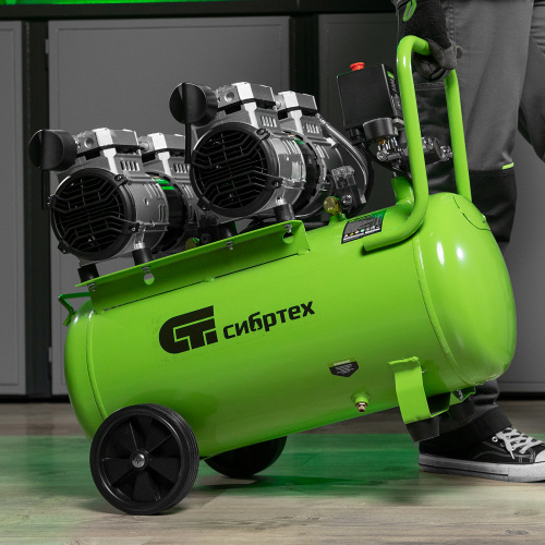 Компрессор безмаслянный малошумный МБ 2000/50, 2000 Вт, 50л, 300 л/мин Сибртех по ценам производителя в Уфе с доставкой по всей России