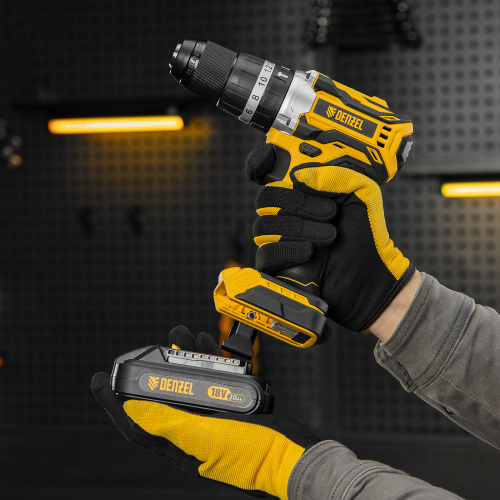 Дрель-шуруповерт аккумуляторная ударная бесщет CIDB-18-02, Li-Ion, 18 В Denzel по ценам производителя в Уфе с доставкой по всей России