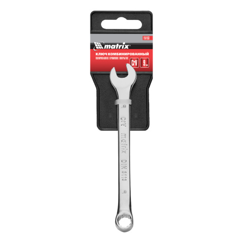 Ключ комбинированный, 9 мм, CrV, полированный хром Matrix по ценам производителя в Уфе с доставкой по всей России