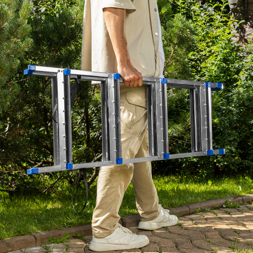 Стремянка двухсторонняя 4 ступени, сталь профиль, стальные ступени, Сибртех по ценам производителя в Уфе с доставкой по всей России