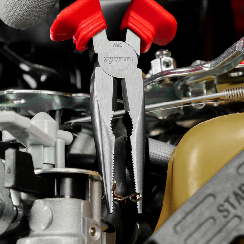 Длинногубцы прямые, 180 мм, хром-ванадий, двухкомпонентные рукоятки Matrix по ценам производителя в Уфе с доставкой по всей России