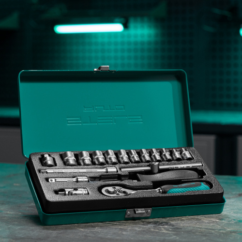 Набор торцевых головок с трещоткой, 1/4", 18 предметов Stels по ценам производителя в Уфе с доставкой по всей России