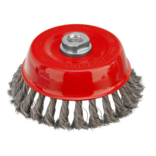 Щетка для УШМ, 125 мм, М14, "чашка", крученая проволока 0.35 мм Matrix по ценам производителя в Уфе с доставкой по всей России