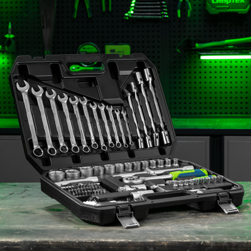 Набор инструментов, 1/2", 1/4", пластиковый кейс 89 предметов Сибртех по ценам производителя в Уфе с доставкой по всей России