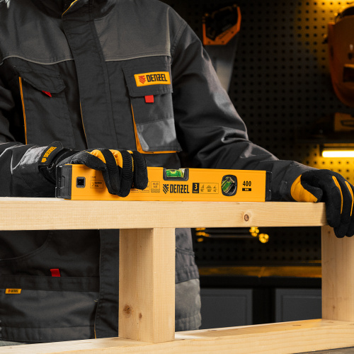 Уровень алюминиевый, магнит., фрезерованный, 3 глазка (1 зеркал.) 0,5 мм/м, 400 мм Denzel по ценам производителя в Уфе с доставкой по всей России