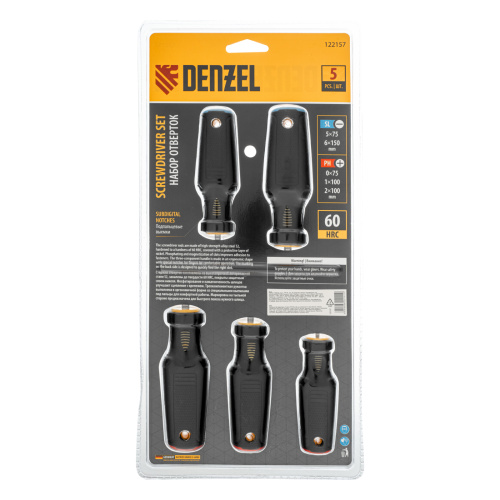 Набор отверток, 5 шт., PH+SL, S2, 3к рукоятка Denzel по ценам производителя в Уфе с доставкой по всей России