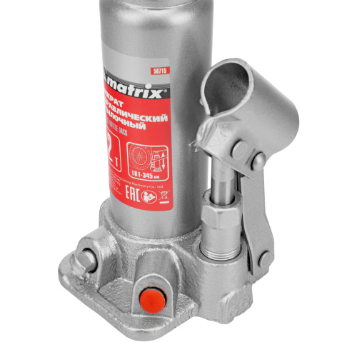 Домкрат гидравлический бутылочный, 2 т, высота подъема 181-345 мм Matrix по ценам производителя в Уфе с доставкой по всей России
