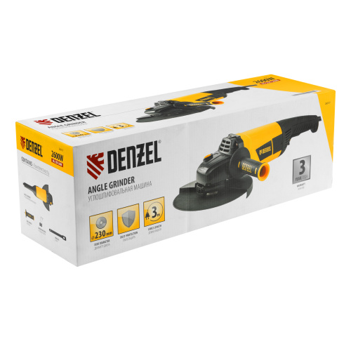 Машина шлифовальная угловая AG230-2600, 2600 Вт, 230 мм, 6000 об/мин Denzel по ценам производителя в Уфе с доставкой по всей России