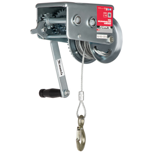 Лебедка шестеренчатая, тяга 0.8 т, тросовая Matrix по ценам производителя в Уфе с доставкой по всей России