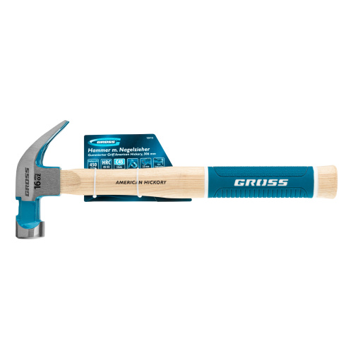 Молоток-гвоздодер, 450 г, угол 45, магнит, обрезиненная рукоятка American hickory GROSS по ценам производителя в Уфе с доставкой по всей России