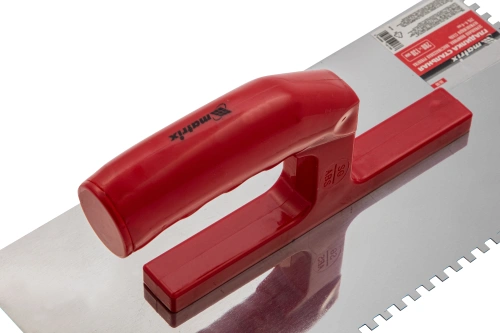 Гладилка из нержавеющей стали, 280 х 130 мм, зеркальная полировка, пластмассовая ручка, зуб 4 х 4 мм Matrix по ценам производителя в Уфе с доставкой по всей России