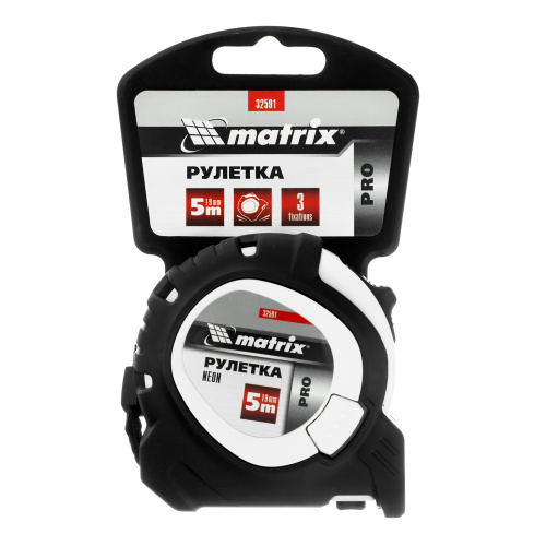 Рулетка Neon,5 м x 19 мм,обрезиненный корпус,3 фиксации,Pro Matrix по ценам производителя в Уфе с доставкой по всей России
