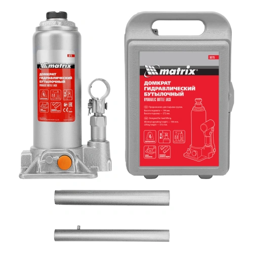 Домкрат гидравлический бутылочный, 4 т, h подъема 194-372 мм, в пластиковом кейсе Matrix по ценам производителя в Уфе с доставкой по всей России