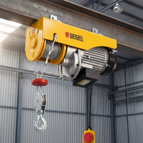 Тельфер электрический TF-500, 0.5 т, 1020 Вт, высота 12 м, 10 м/мин Denzel по ценам производителя в Уфе с доставкой по всей России