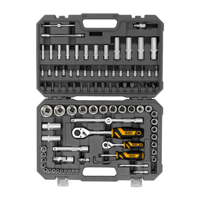 Набор инструментов, 1/2", 1/4", CrV, S2, пластиковый кейс, 94 предмета Denzel по ценам производителя в Уфе с доставкой по всей России