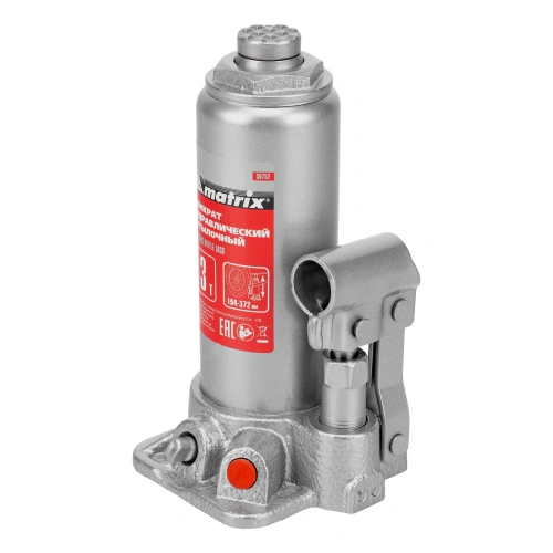 Домкрат гидравлический бутылочный, 3 т, высота подъема 194-372 мм, в пластиковый кейсе Matrix по ценам производителя в Уфе с доставкой по всей России