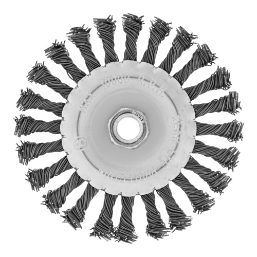 Щетка для УШМ 125 мм, М14, плоская, крученая проволока 0.8 мм Matrix по ценам производителя в Уфе с доставкой по всей России