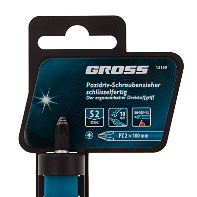 Отвертка PZ2 x 100 мм, S2, трехкомпонентная ручка Gross по ценам производителя в Уфе с доставкой по всей России