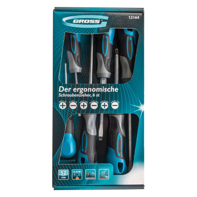 Набор отверток 6 шт, S2, трехкомпонентная рукоятка Gross по ценам производителя в Уфе с доставкой по всей России