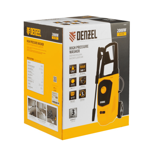 Моечная машина высокого давления R-170, 2000 Вт, 170 бар, 360 л/ч, колесная Denzel по ценам производителя в Уфе с доставкой по всей России