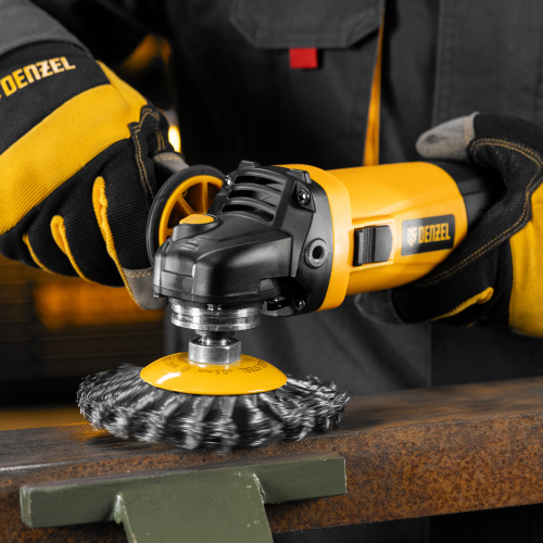 Щетка для УШМ, 125 мм, "Тарелка", крученая нержавеющая проволока 0.5 мм, М14 Denzel по ценам производителя в Уфе с доставкой по всей России