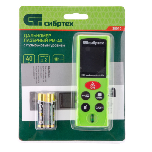Лазерный дальномер PM-40,40 м,с пузырьковым уровнем Сибртех по ценам производителя в Уфе с доставкой по всей России