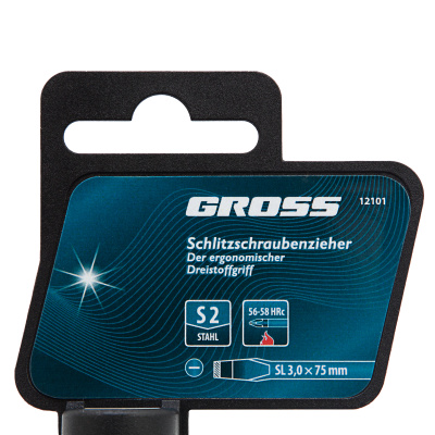 Отвертка SL3 x 75 мм, S2, трехкомпонентная рукоятка Gross по ценам производителя в Уфе с доставкой по всей России