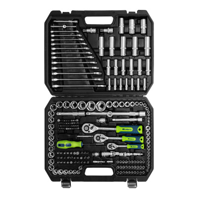 Набор инструментов, 1/2", 3/8", 1/4", пластиковый кейс 215 предм. Сибртех по ценам производителя в Уфе с доставкой по всей России