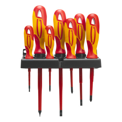 Набор отверток диэлектрических до 1000 В, 8 шт, тестер, CrMo, двухкомпонентные рукоятки Gross по ценам производителя в Уфе с доставкой по всей России