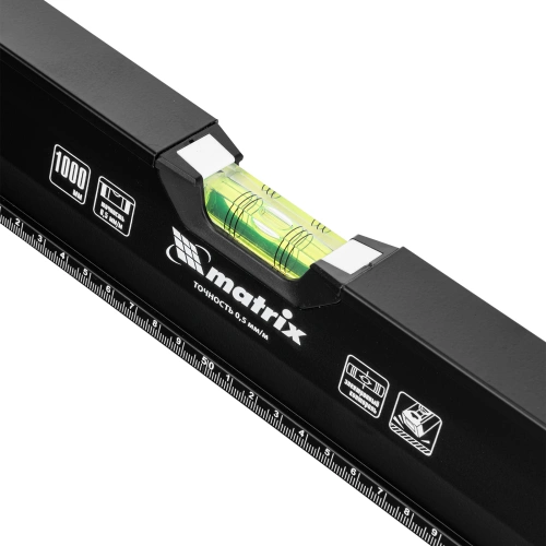 Уровень алюминиевый, усиленный, фрезерованный, 3 глазка, двухкомпонентные рукоятки, 1000 мм Matrix по ценам производителя в Уфе с доставкой по всей России