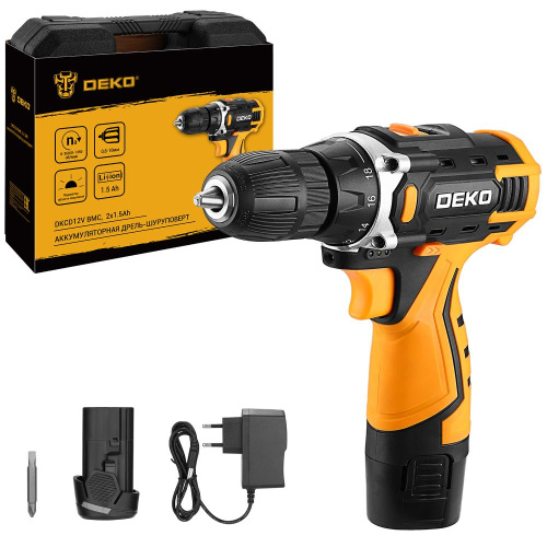 Аккумуляторная дрель-шуруповерт DEKO DKCD12V в кейсе, 12В, 2х1.5Ач по ценам производителя в Уфе с доставкой по всей России