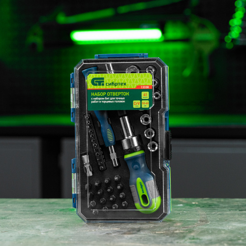 Отвертки реверсивные с набором бит и торцевыми головками, 41 шт, CrV Сибртех по ценам производителя в Уфе с доставкой по всей России