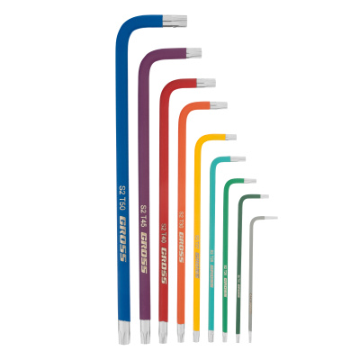 Набор ключей имбусовых Torx -TT, 9 шт: T10-T50, магнит, S2, экстра-длинные, хром/краска 9 шт Gross по ценам производителя в Уфе с доставкой по всей России