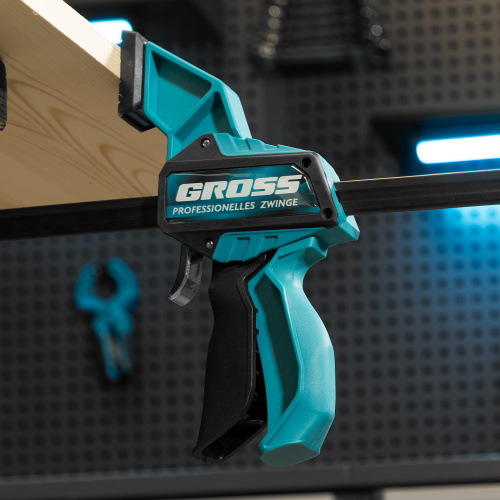 Струбцина реечная, быстрозажимная, пистолетного типа, пошаговый механизм, пластиковый корпус, 600мм Gross по ценам производителя в Уфе с доставкой по всей России