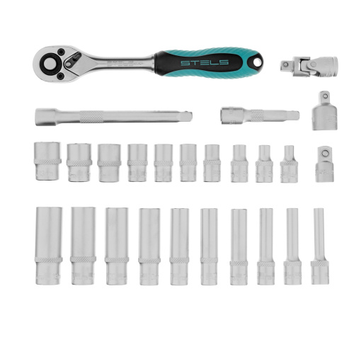 Набор торцевых головок с трещоткой, 1/4", 26 предметов Stels по ценам производителя в Уфе с доставкой по всей России