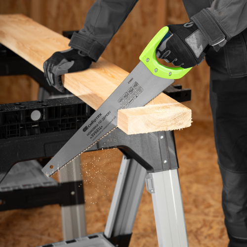 Ножовка по дереву "Зубец", 400 мм, 7-8 TPI, каленый зуб 2D, двухкомпонентная рукоятка Сибртех по ценам производителя в Уфе с доставкой по всей России