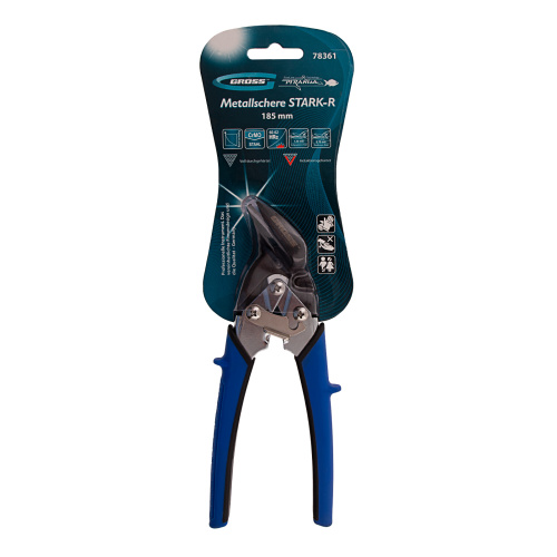 Ножницы по металлу "Piranha", 185 мм, прямой и правый рез, сталь СrM, двухкомпонентные рукоятки Gross по ценам производителя в Уфе с доставкой по всей России