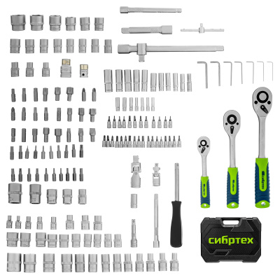 Набор инструментов, 1/2", 3/8", 1/4", пластиковый кейс 172 предм. Сибртех по ценам производителя в Уфе с доставкой по всей России
