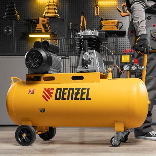 Компрессор воздушный BCI2300/100, ременный привод, 2.3 кВт, 100 литров, 400 л/мин Denzel по ценам производителя в Уфе с доставкой по всей России