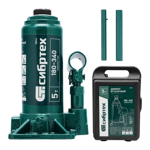 Домкрат гидравлический бутылочный, 5 т, 180-340 мм, в пласт. кейсе Сибртех по ценам производителя в Уфе с доставкой по всей России
