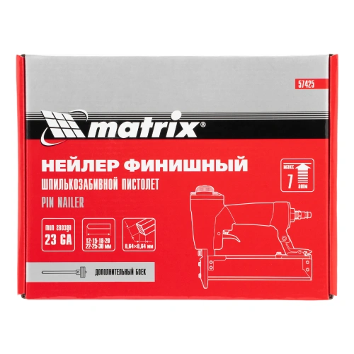 Нейлер финишный, шпилькозабивной пистолет, пневматический, гвоздь 23GA D 0.64 мм  длина 10-30 мм Matrix по ценам производителя в Уфе с доставкой по всей России