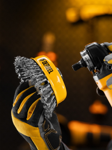 Щетка для УШМ, 125 мм, "Чашка", крученая нержавеющая проволока 0.5 мм, М14 Denzel по ценам производителя в Уфе с доставкой по всей России