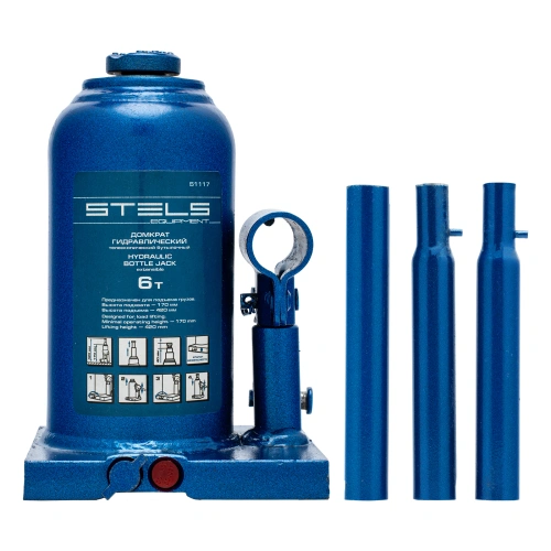 Домкрат гидравлический бутылочный телескопический, 6 т, H подъема 170-420 мм Stels по ценам производителя в Уфе с доставкой по всей России