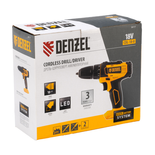 Дрель-шуруповерт аккумуляторная CDL-18-0, Li-Ion, 18 В Denzel по ценам производителя в Уфе с доставкой по всей России