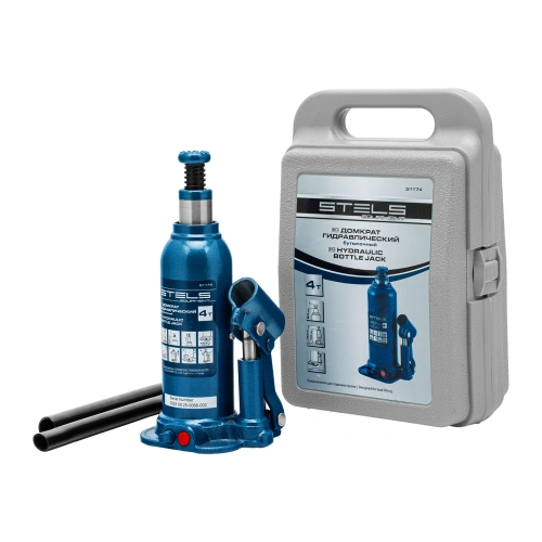 Домкрат гидравлический бутылочный, 4 т, h подъема 188-363 мм, в пластиковом кейсе Stels по ценам производителя в Уфе с доставкой по всей России