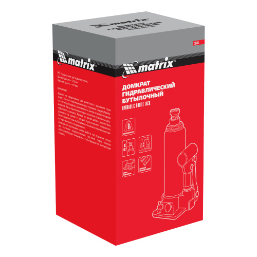 Домкрат гидравлический бутылочный, 8 т, h подъема 230-457 мм Matrix по ценам производителя в Уфе с доставкой по всей России