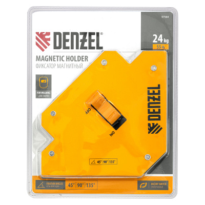 Фиксатор магнитный отключаемый для сварочных работ усилие 55 LB, 45х90х135 град. Denzel по ценам производителя в Уфе с доставкой по всей России