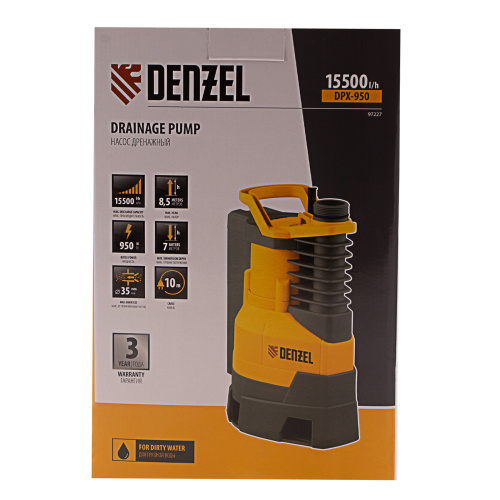 Дренажный насос DPХ950, Х-Pro, 950 Вт, подъем 8.5 м, 15500 л/ч Denzel по ценам производителя в Уфе с доставкой по всей России