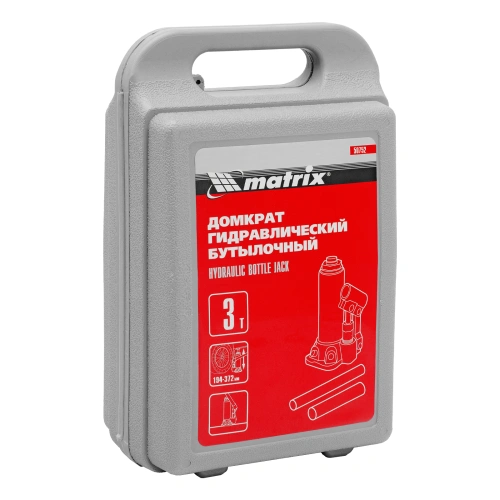 Домкрат гидравлический бутылочный, 3 т, высота подъема 194-372 мм, в пластиковый кейсе Matrix по ценам производителя в Уфе с доставкой по всей России