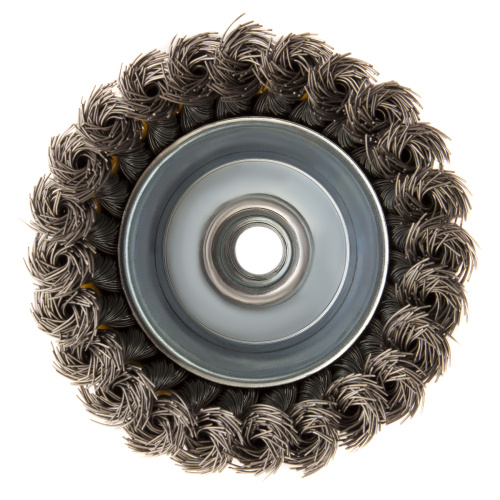 Щетка для УШМ, 100 мм, "Чашка", крученая нержавеющая проволока 0.5 мм, М14 Denzel по ценам производителя в Уфе с доставкой по всей России